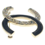 Chanel CC Logo Brooch Pin Badge Gold Black — view 4