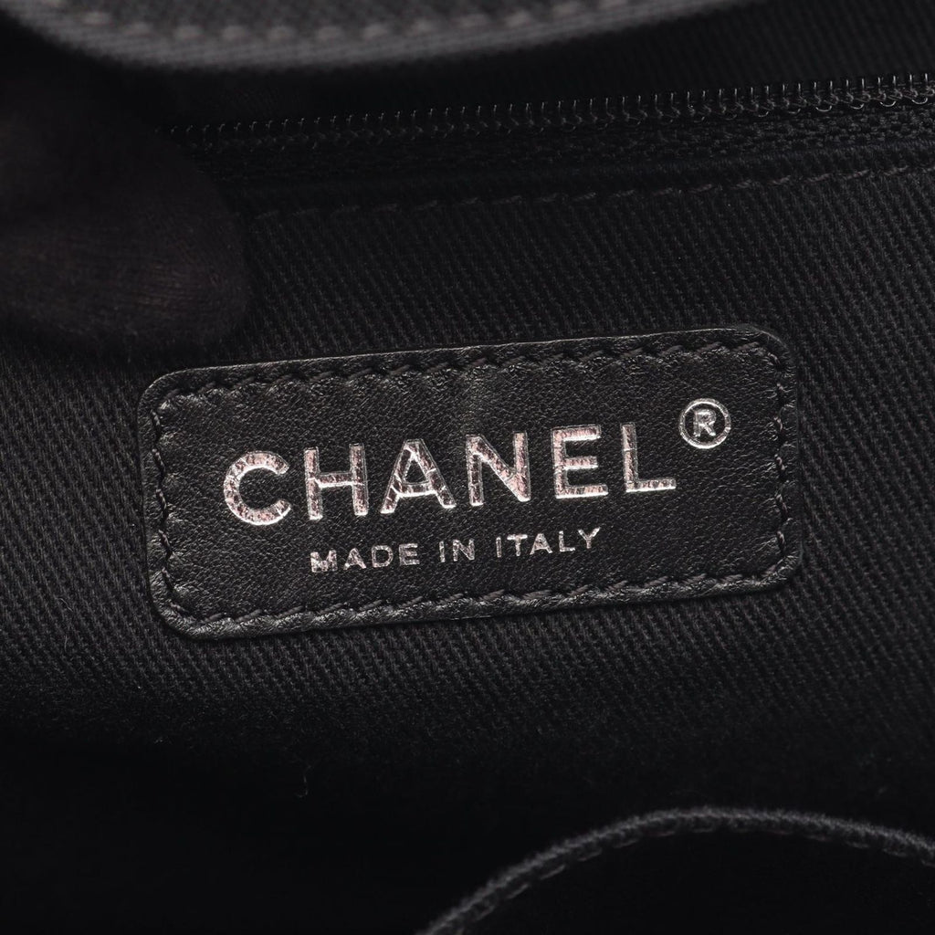 Chanel Handbag Paris Biarritz Navy Black Nylon Leather Coco Charm Mesh Tote — view 4