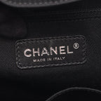 Chanel Handbag Paris Biarritz Navy Black Nylon Leather Coco Charm Mesh Tote — view 4