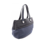 Chanel Handbag Paris Biarritz Navy Black Nylon Leather Coco Charm Mesh Tote — view 2