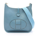 Hermes Shoulder Bag Evelyne 1 GM Light Blue Leather Jean