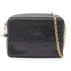 Chanel Shoulder Bag CC Logo Black Calf CC Chain