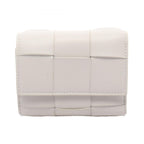 Bottega Veneta Trifold Wallet Cassette Maxi Intrecciato Small White Leather