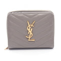 Saint Laurent Paris Bifold Wallet Monogram Gray Leather Cassandra