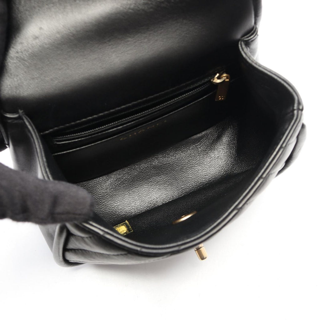 Chanel Shoulder Bag Blanc Stitch 2-Way Black Lambskin Chez Top Handle Chain — view 3