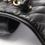 Chanel Shoulder Bag Blanc Stitch 2-Way Black Lambskin Chez Top Handle Chain — view 9