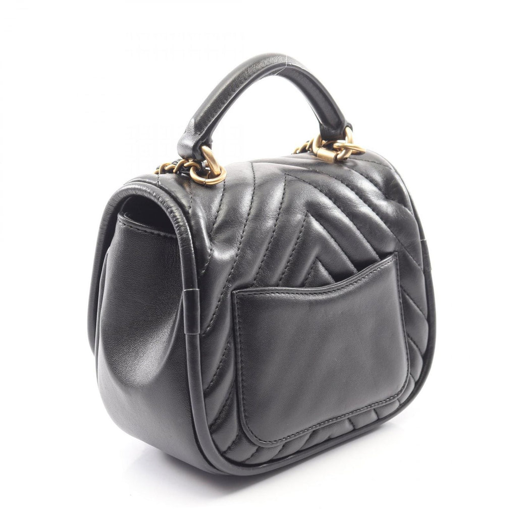 Chanel Shoulder Bag Blanc Stitch 2-Way Black Lambskin Chez Top Handle Chain — view 2