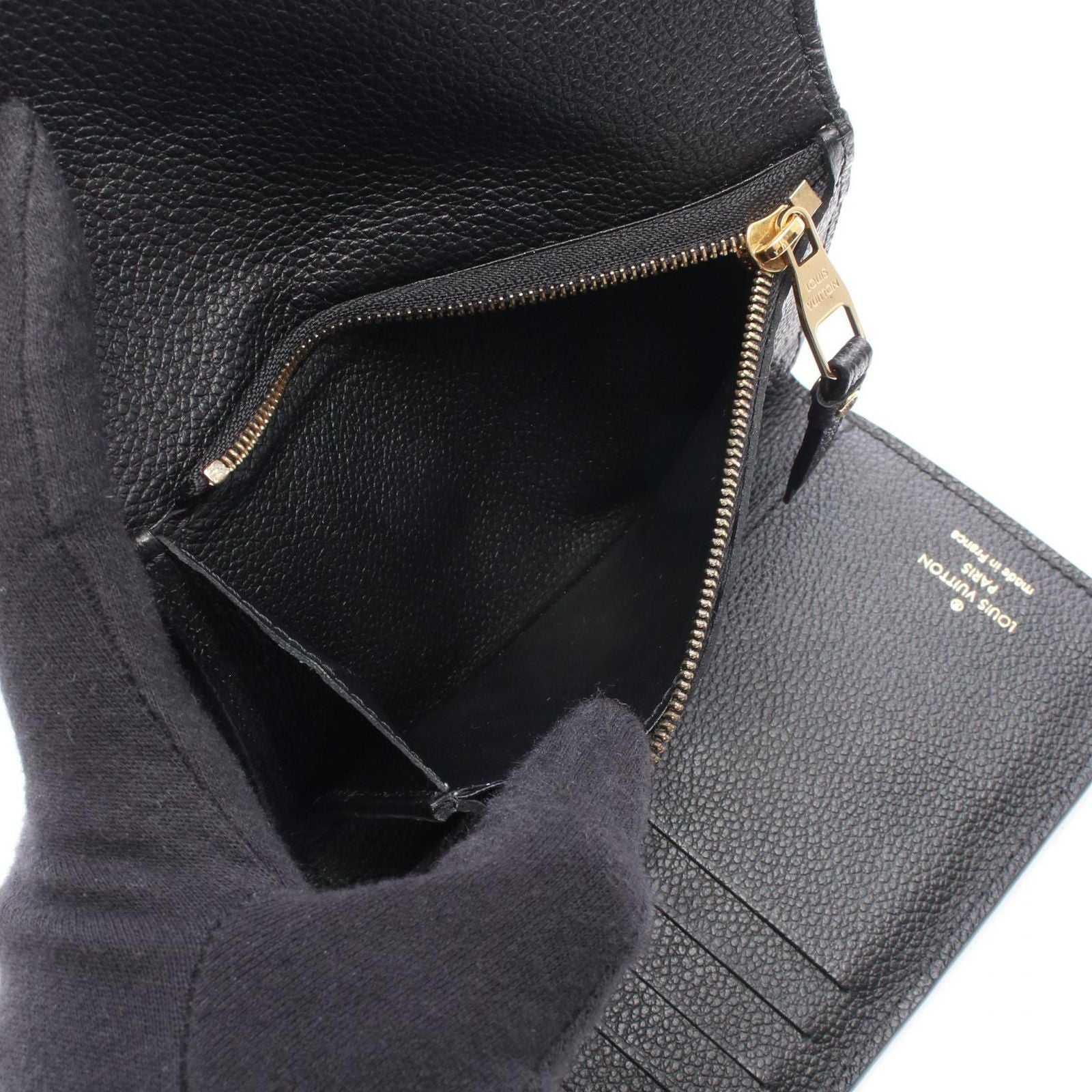 Louis Vuitton Trifold Wallet Portefeuille Compact Noir Leather Curille — view 4