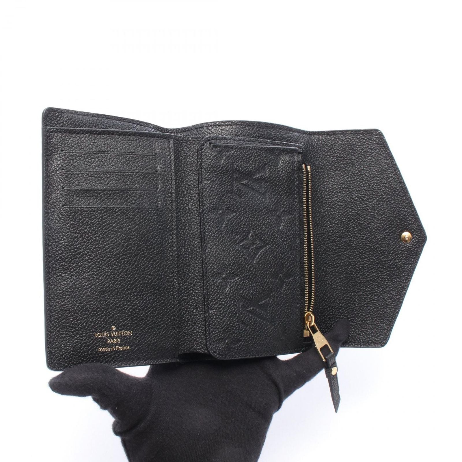 Louis Vuitton Trifold Wallet Portefeuille Compact Noir Leather Curille — view 3