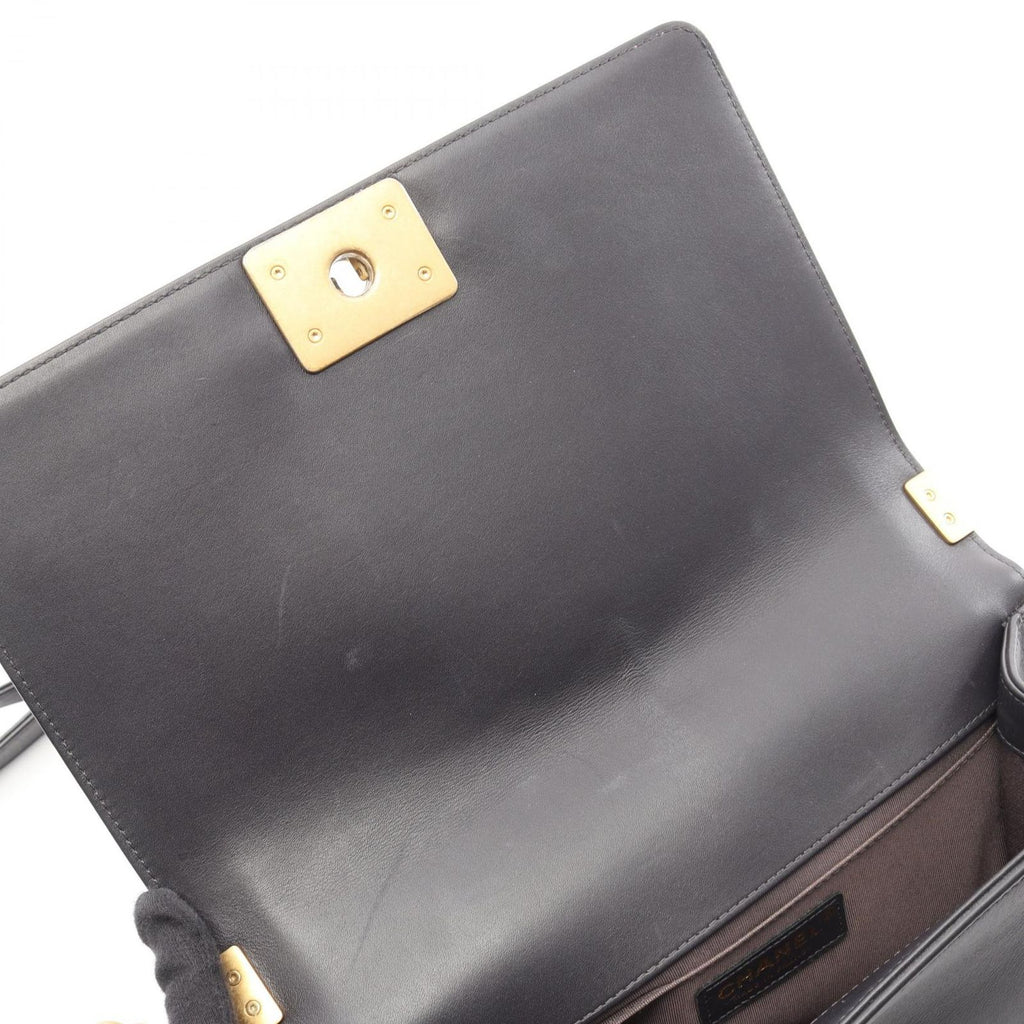 Chanel Shoulder Bag Charcoal Gray Lambskin Chain — view 6