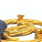 Chanel CC Logo Round Twist Gold Plated Brooch — view 5