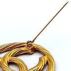 Chanel CC Logo Round Twist Gold Plated Brooch — view 4