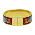 Hermes Enamel GM Bangle Bracelet Cloisonne Gold Plated Red Multicolor Email