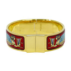 Hermes Enamel GM Bangle Bracelet Cloisonne Gold Plated Red Multicolor Email