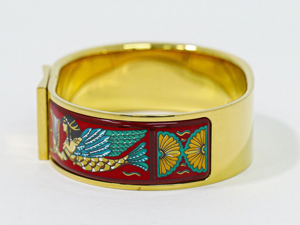 Hermes Enamel GM Bangle Bracelet Cloisonne Gold Plated Red Multicolor Email — view 2