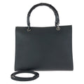 Gucci Bamboo Black Gunmetal Leather 002 Tote Shoulder Bag 2-Way