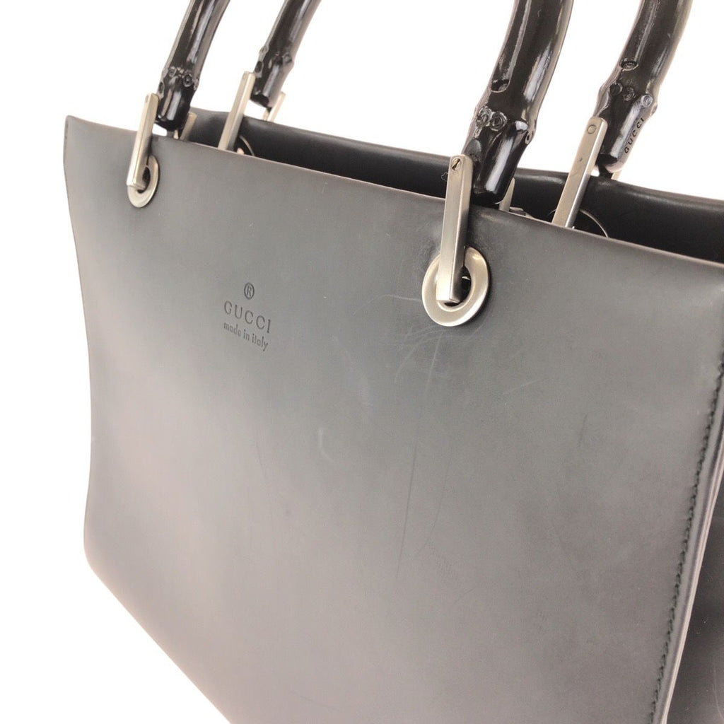 Gucci Bamboo Black Gunmetal Leather 002 Tote Shoulder Bag 2-Way — view 6