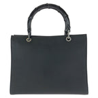 Gucci Bamboo Black Gunmetal Leather 002 Tote Shoulder Bag 2-Way — view 2