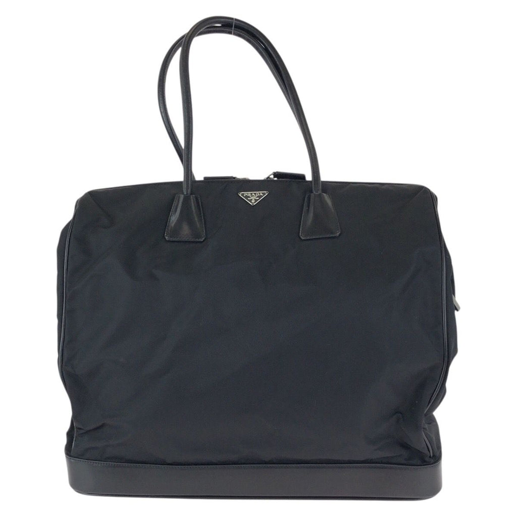 Prada Tessuto Black Silver Nylon Leather Tote