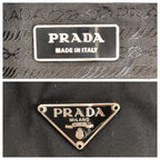 Prada Tessuto Black Silver Nylon Leather Tote — view 4