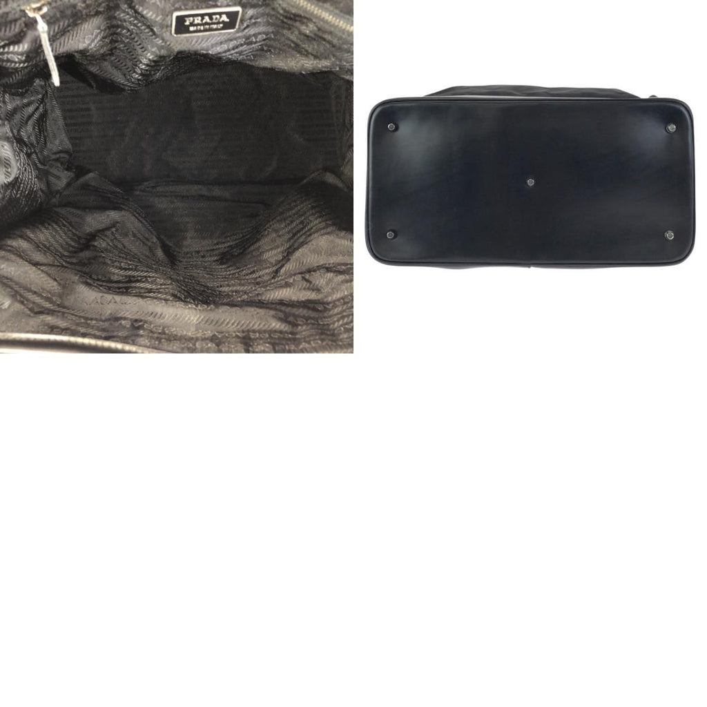 Prada Tessuto Black Silver Nylon Leather Tote — view 9