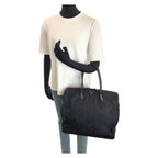 Prada Tessuto Black Silver Nylon Leather Tote — view 7