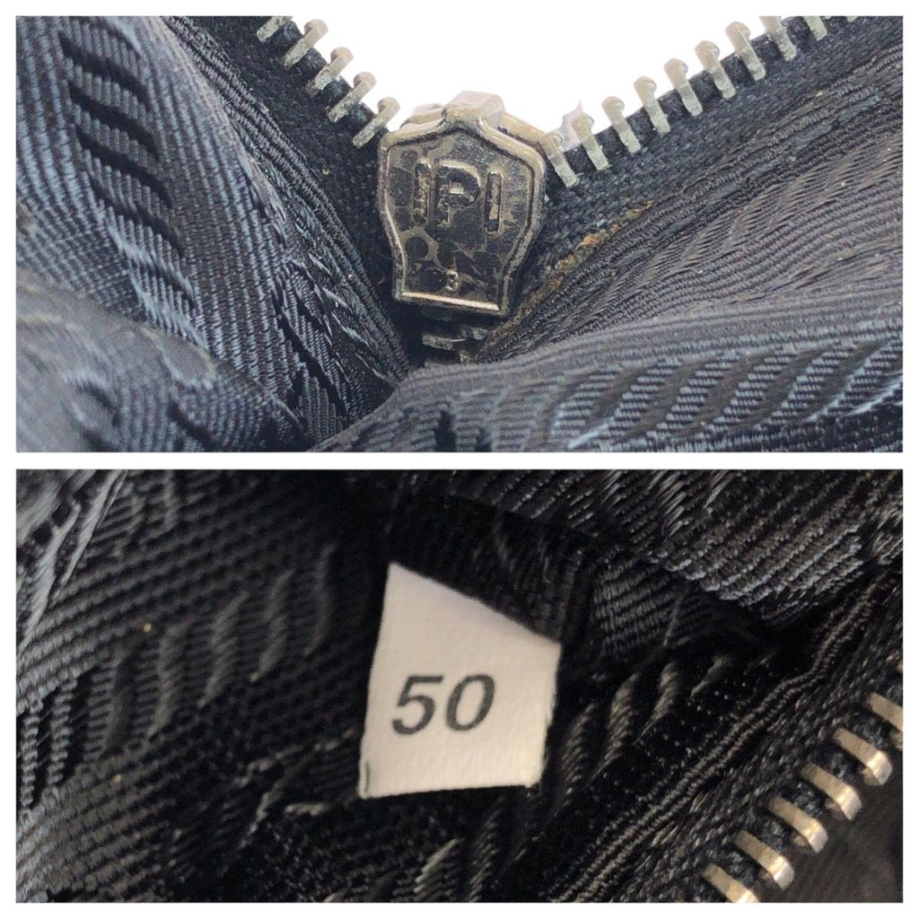 Prada Tessuto Black Silver Nylon Leather Tote — view 5