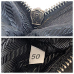 Prada Tessuto Black Silver Nylon Leather Tote — view 5