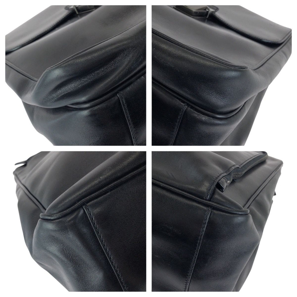Prada Black Gunmetal Leather Business Briefcase — view 3