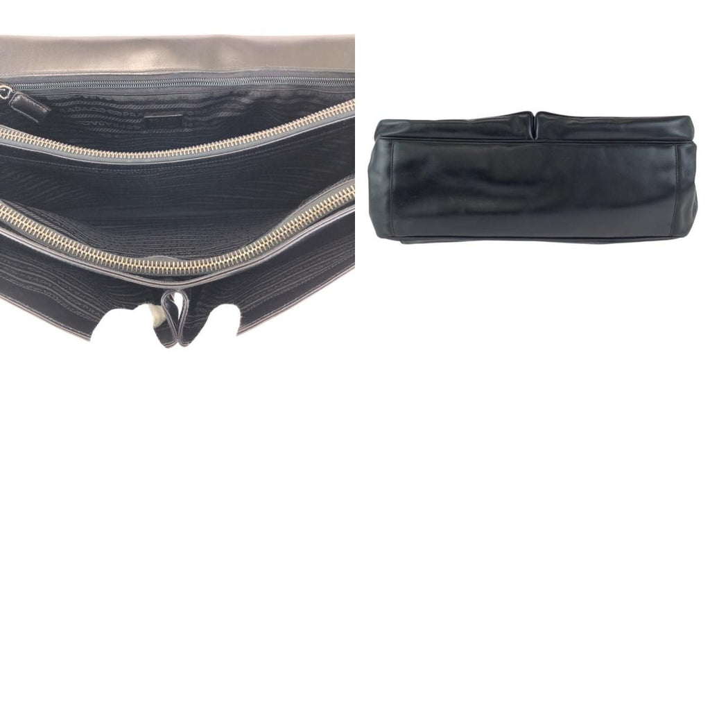 Prada Black Gunmetal Leather Business Briefcase — view 9