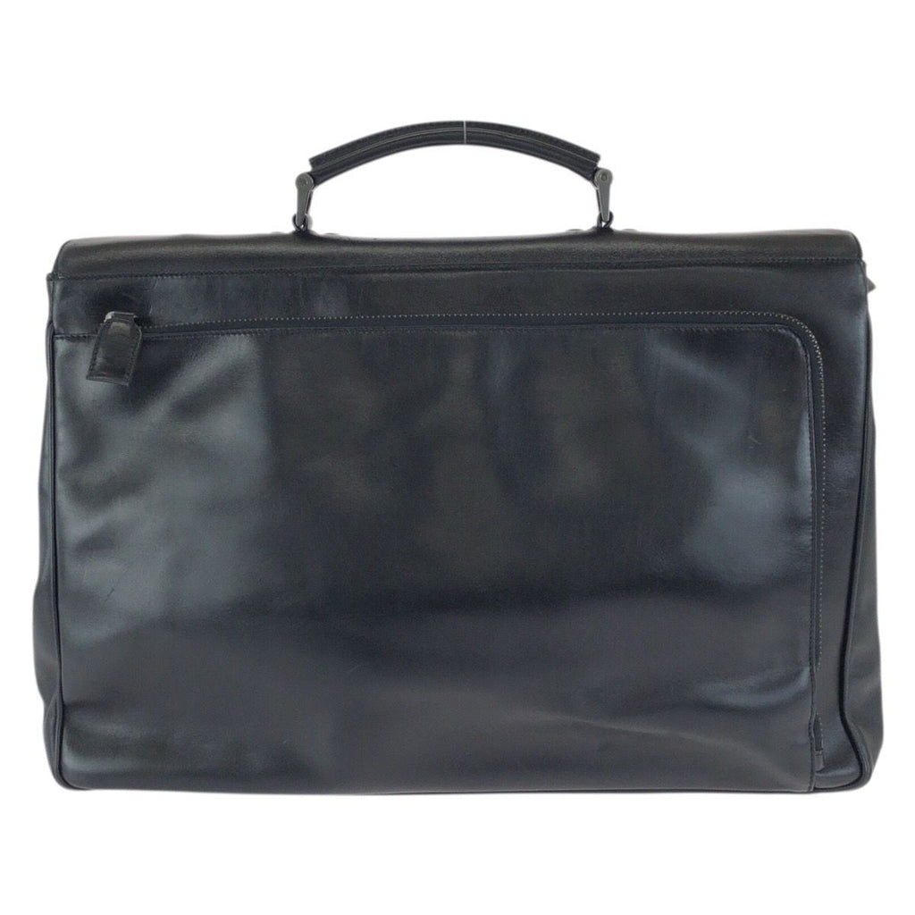 Prada Black Gunmetal Leather Business Briefcase — view 2