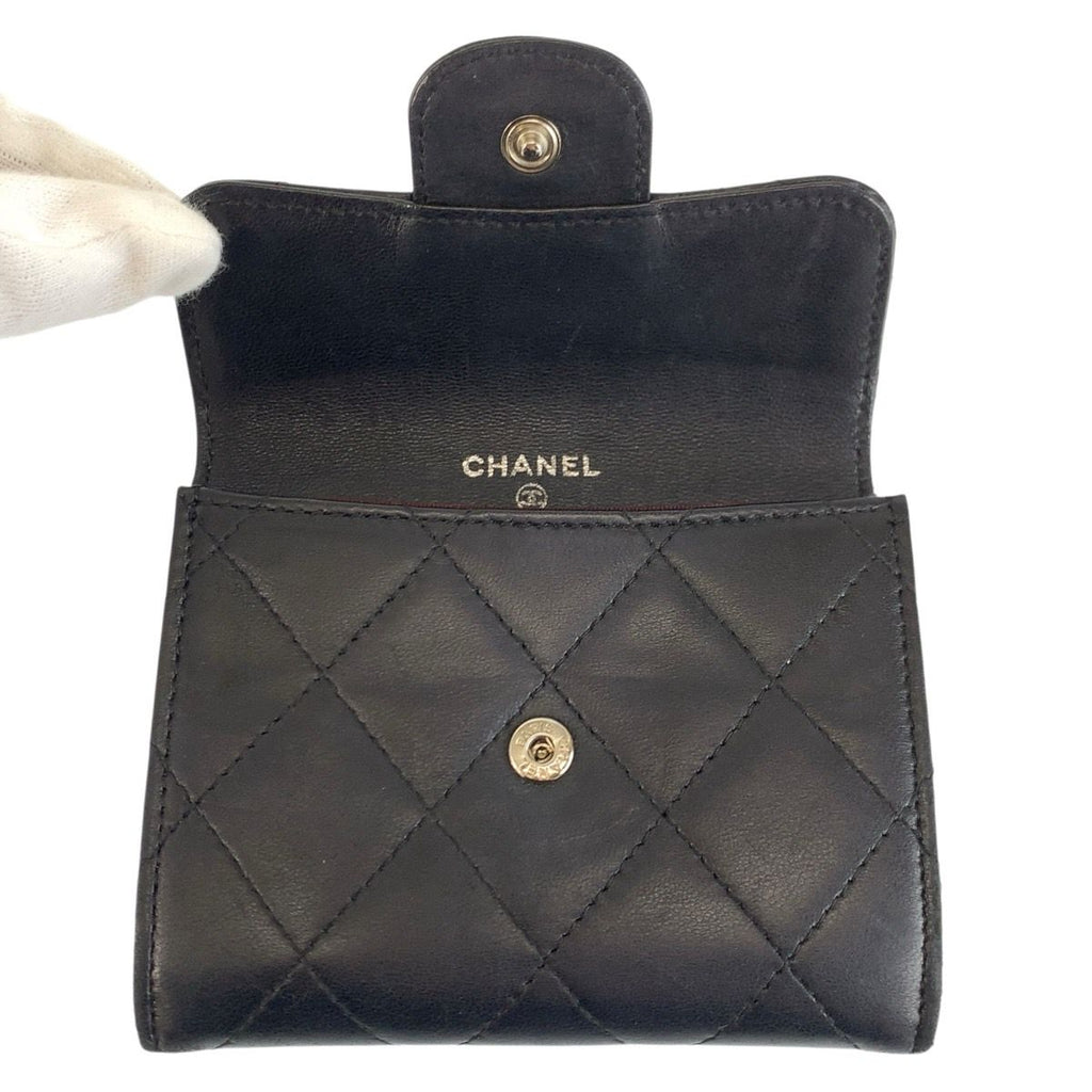 Chanel Quilted Black Silver Leather Coin Purse — view 4