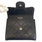 Chanel Quilted Black Silver Leather Coin Purse — view 4