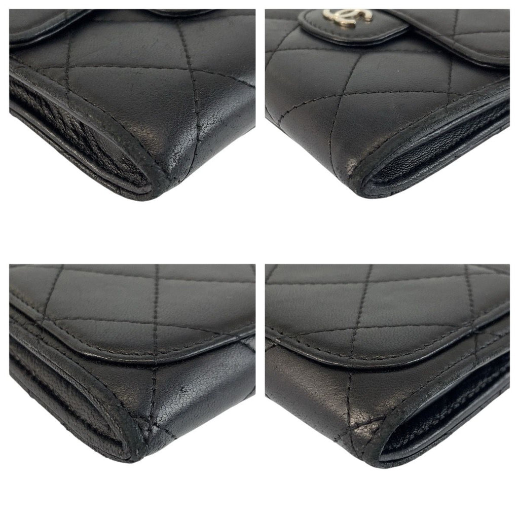 Chanel Quilted Black Silver Leather Coin Purse — view 7