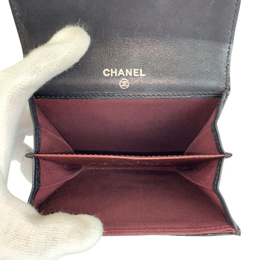 Chanel Quilted Black Silver Leather Coin Purse — view 5