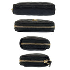 Chanel Quilted Classic Zip Coin Purse Black Gold Case Card — view 8