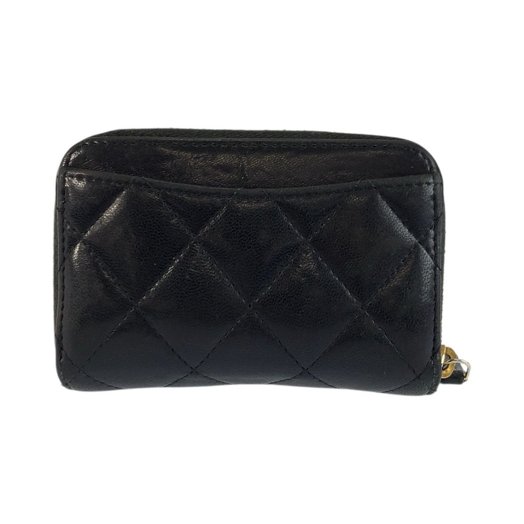 Chanel Quilted Classic Zip Coin Purse Black Gold Case Card — view 2