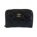 Chanel Quilted Classic Zip Coin Purse Black Gold Case Card
