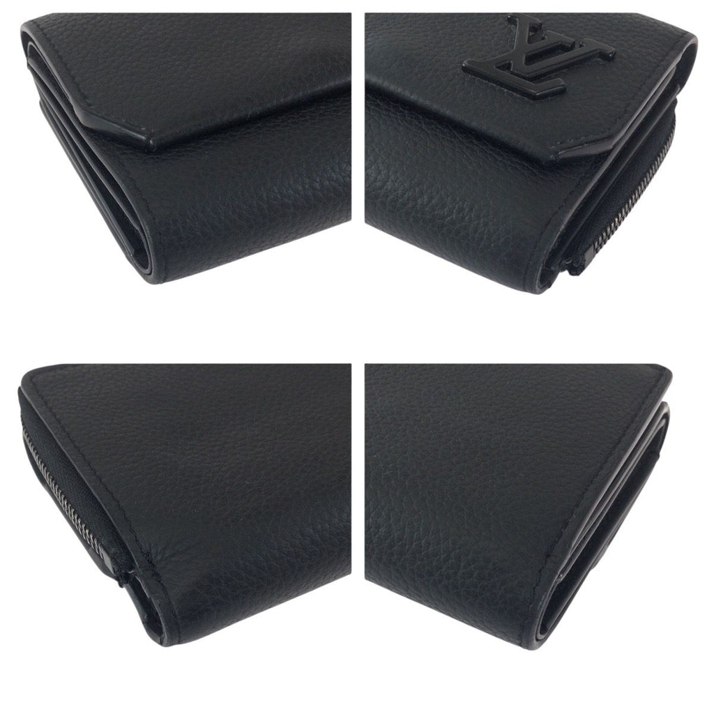 Louis Vuitton Aerogram Portefeuille Pilot Black Leather Folded Wallet Compact — view 3