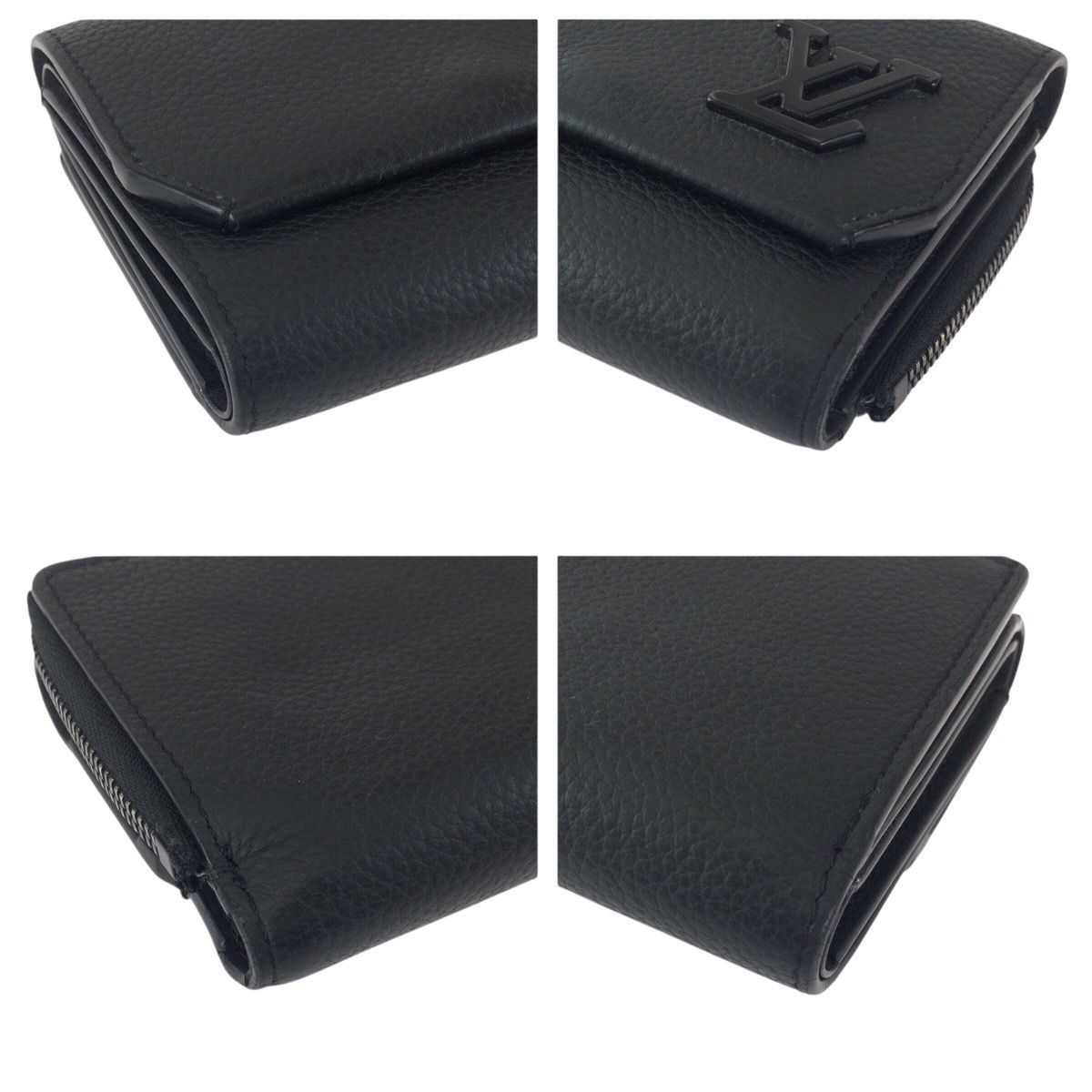 Louis Vuitton Aerogram Portefeuille Pilot Black Leather Folded Wallet Compact — view 3