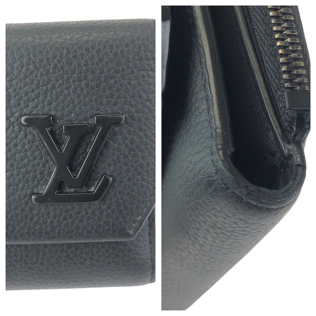 Louis Vuitton Aerogram Portefeuille Pilot Black Leather Folded Wallet Compact — view 6