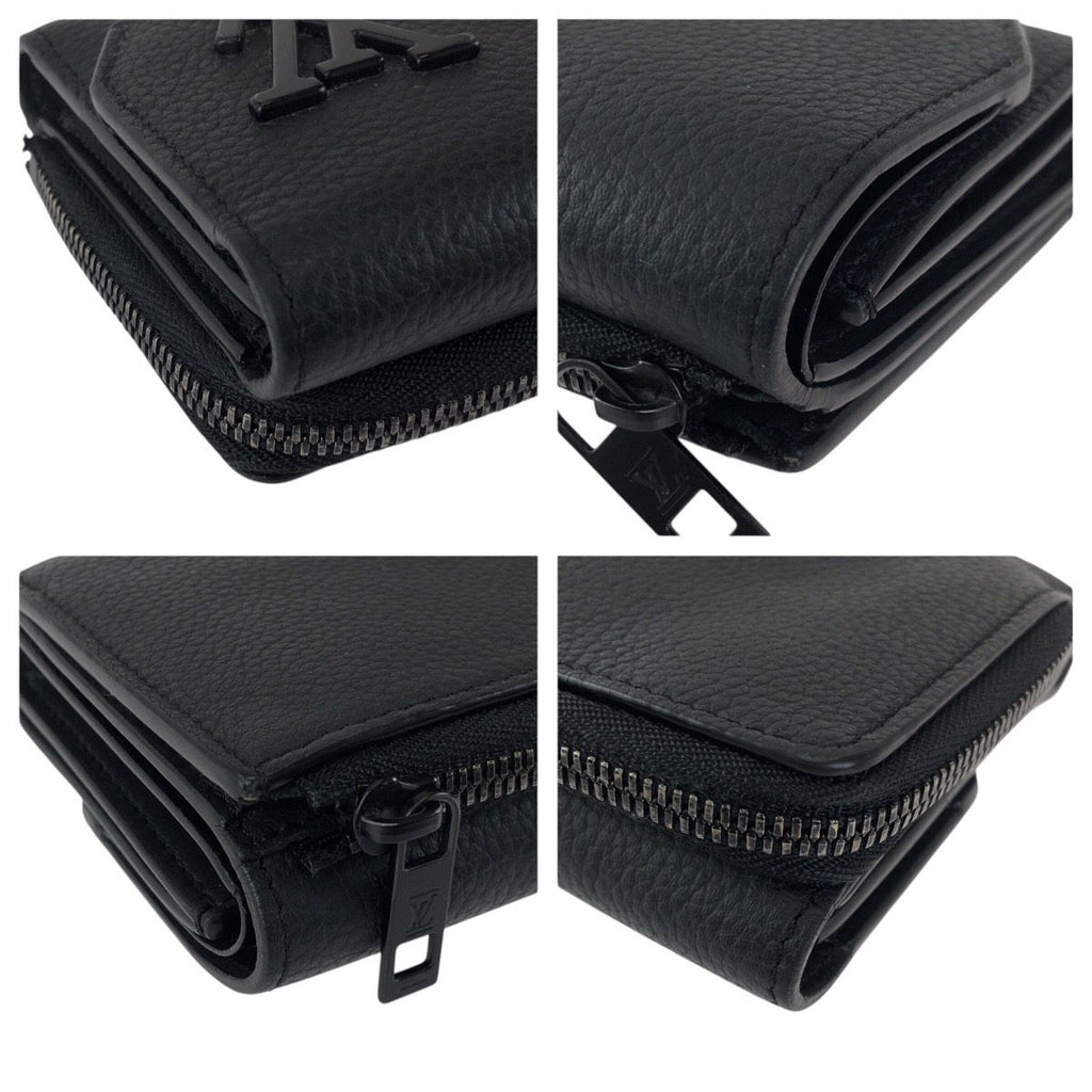Louis Vuitton Aerogram Portefeuille Pilot Black Leather Folded Wallet Compact — view 4