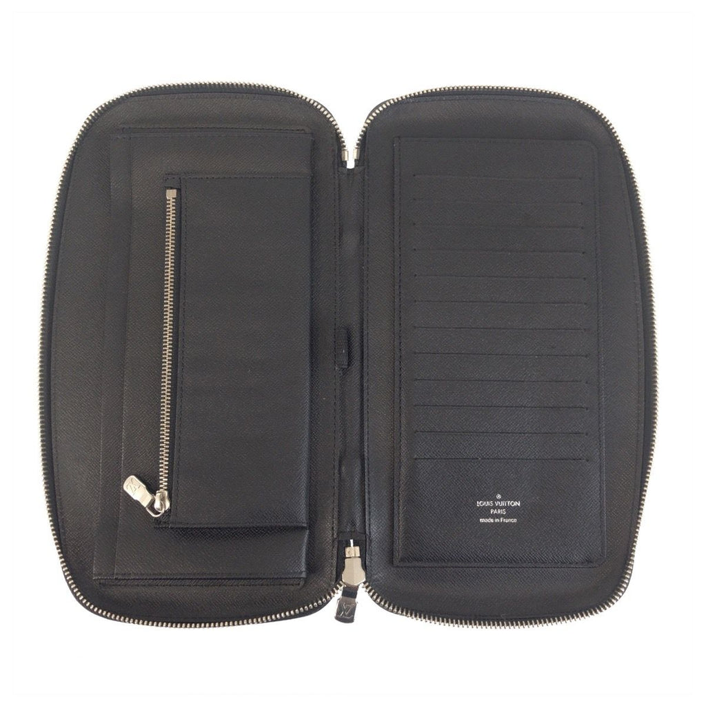 Louis Vuitton Taiga Atoll Black Silver Leather Wallet Organizer — view 6