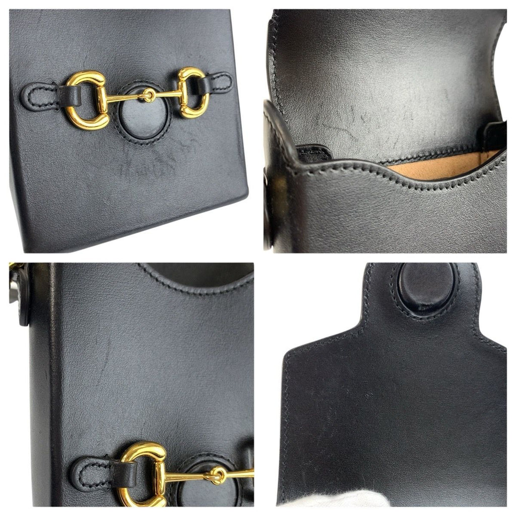 Gucci Horsebit Black Gold Leather Shoulder Bag Pochette — view 5