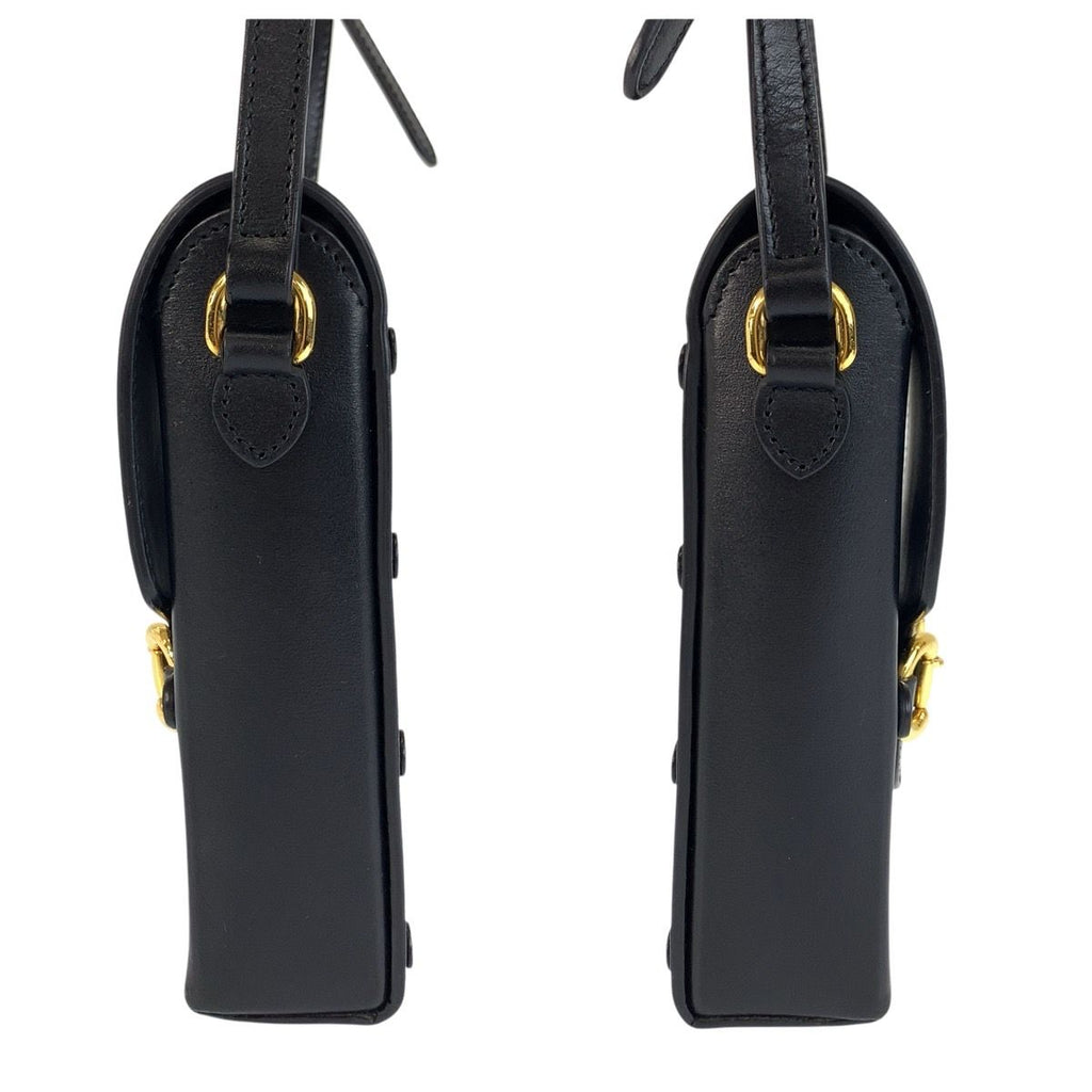 Gucci Horsebit Black Gold Leather Shoulder Bag Pochette — view 8