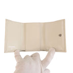 Chanel CC Logo White Silver Leather Fold Wallet Compact — view 6