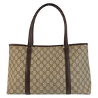 Gucci Beige Brown GG Supreme Canvas Leather Tote Shoulder Bag — view 2