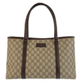 Gucci Beige Brown GG Supreme Canvas Leather Tote Shoulder Bag