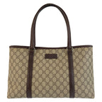 Gucci Beige Brown GG Supreme Canvas Leather Tote Shoulder Bag