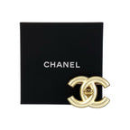 Chanel CC Logo Turnlock Cream Gold Plated Brooch — view 6